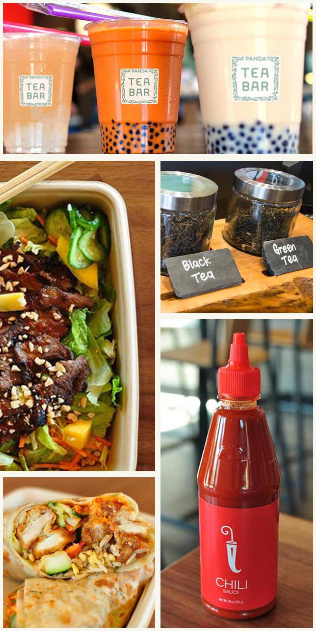 More Innovation Kitchen cuisine from Panda Express including Chili Sauce, dry tea and an Asian-style burrito